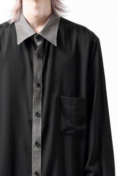 画像をギャラリービューアに読み込む, Y&#39;s for men SWITCHING COLLAR-PLACKET SHIRT / CELLULOSE LINEN (BLACK)