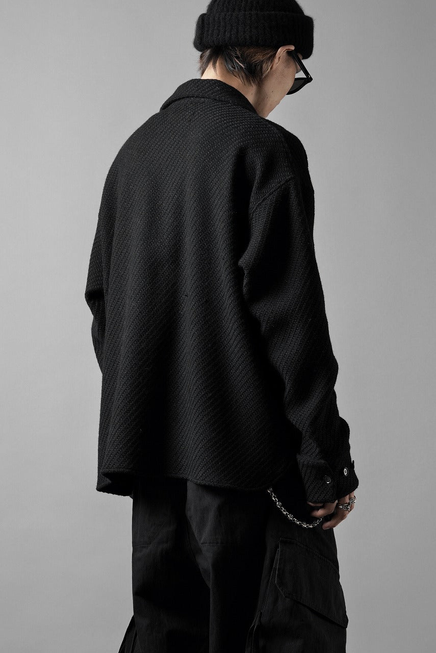 Load image into Gallery viewer, N/07 OPEN COLLAR L/S SHIRT / FRENCH CARZE (BLACK)