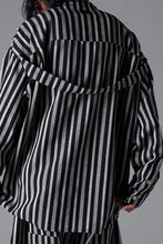 Load image into Gallery viewer, A.F ARTEFACT STAND COLLAR SHIRT / VERTICAL STRIPE (BLACK x LIGHT GREY)