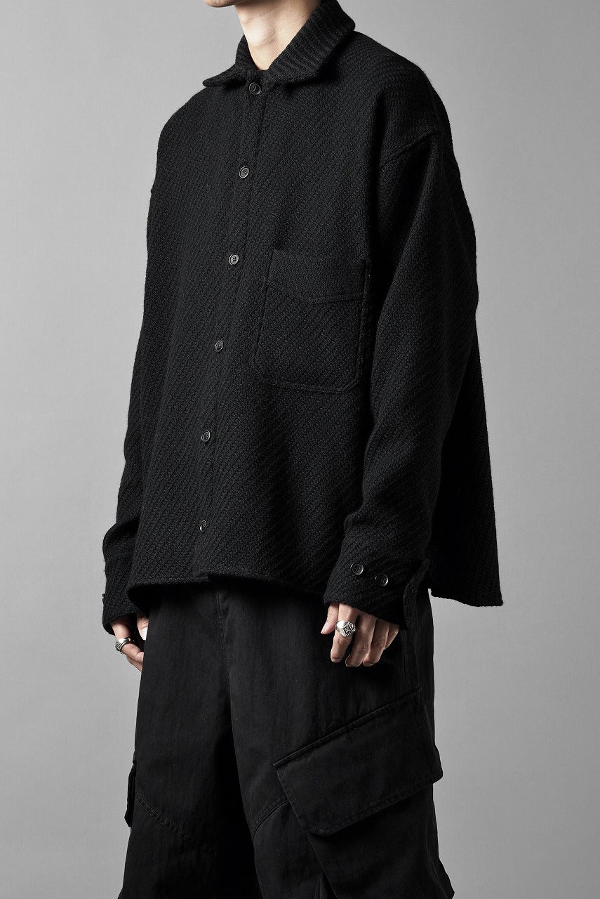 Load image into Gallery viewer, N/07 OPEN COLLAR L/S SHIRT / FRENCH CARZE (BLACK)