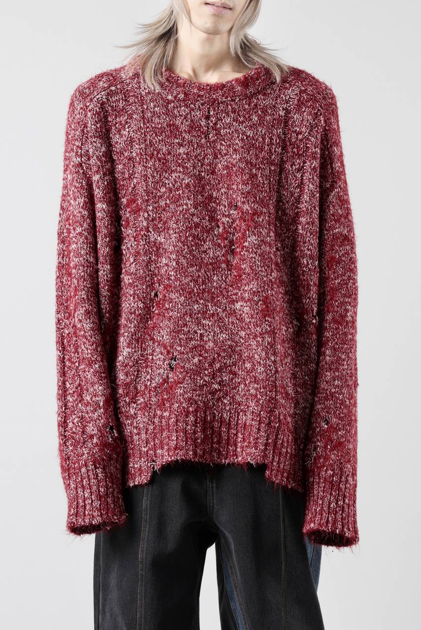 A.F ARTEFACT GRUNGE SWEATER / MELANGE WOOL (RED MIX)