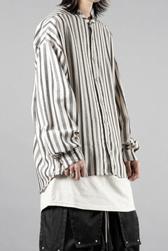 画像をギャラリービューアに読み込む, A.F ARTEFACT STAND COLLAR SHIRT / VERTICAL STRIPE (CREAM x LIGHT GREY)