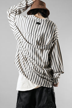 画像をギャラリービューアに読み込む, A.F ARTEFACT STAND COLLAR SHIRT / VERTICAL STRIPE (CREAM x LIGHT GREY)