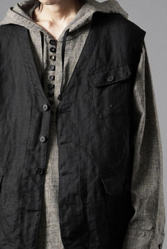 画像をギャラリービューアに読み込む, KLASICA "MALAKOFF" DECONSTRUCTED WORK WEAR VEST / CRISP FINISH AIRLY MICRO DOBBY (BLACK)