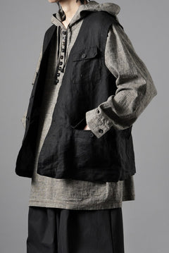 画像をギャラリービューアに読み込む, KLASICA "MALAKOFF" DECONSTRUCTED WORK WEAR VEST / CRISP FINISH AIRLY MICRO DOBBY (BLACK)