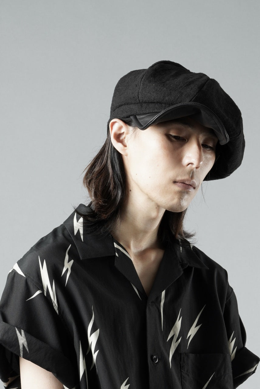 Load image into Gallery viewer, ierib exclusive Casquette / Heavy Linen Canvas + Steer Leather (BLACK EDITON)