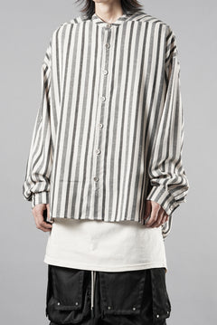 画像をギャラリービューアに読み込む, A.F ARTEFACT STAND COLLAR SHIRT / VERTICAL STRIPE (CREAM x LIGHT GREY)