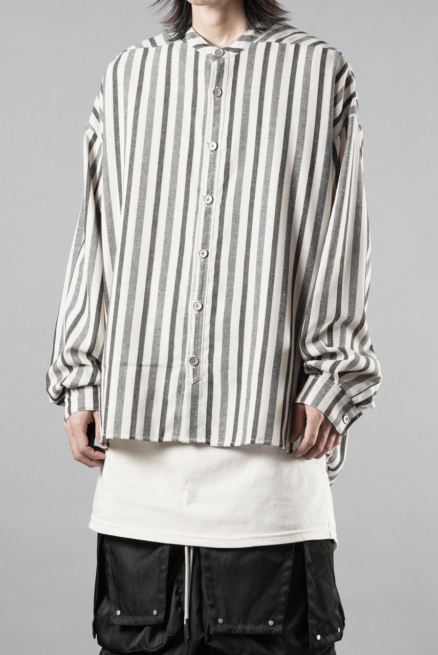 画像をギャラリービューアに読み込む, A.F ARTEFACT STAND COLLAR SHIRT / VERTICAL STRIPE (CREAM x LIGHT GREY)
