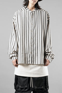 画像をギャラリービューアに読み込む, A.F ARTEFACT STAND COLLAR SHIRT / VERTICAL STRIPE (CREAM x LIGHT GREY)