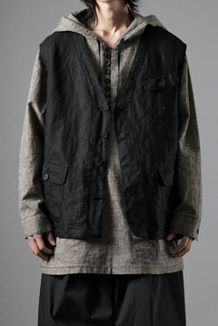 画像をギャラリービューアに読み込む, KLASICA "MALAKOFF" DECONSTRUCTED WORK WEAR VEST / CRISP FINISH AIRLY MICRO DOBBY (BLACK)