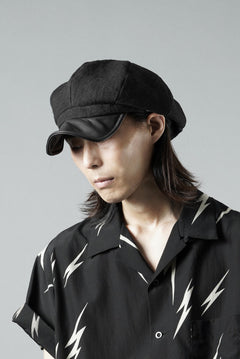 Load image into Gallery viewer, ierib exclusive Casquette / Heavy Linen Canvas + Steer Leather (BLACK EDITON)