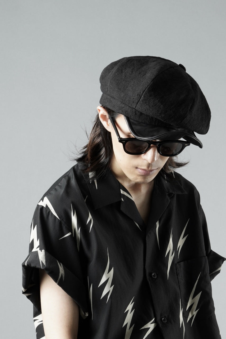 Load image into Gallery viewer, ierib exclusive Casquette / Heavy Linen Canvas + Steer Leather (BLACK EDITON)