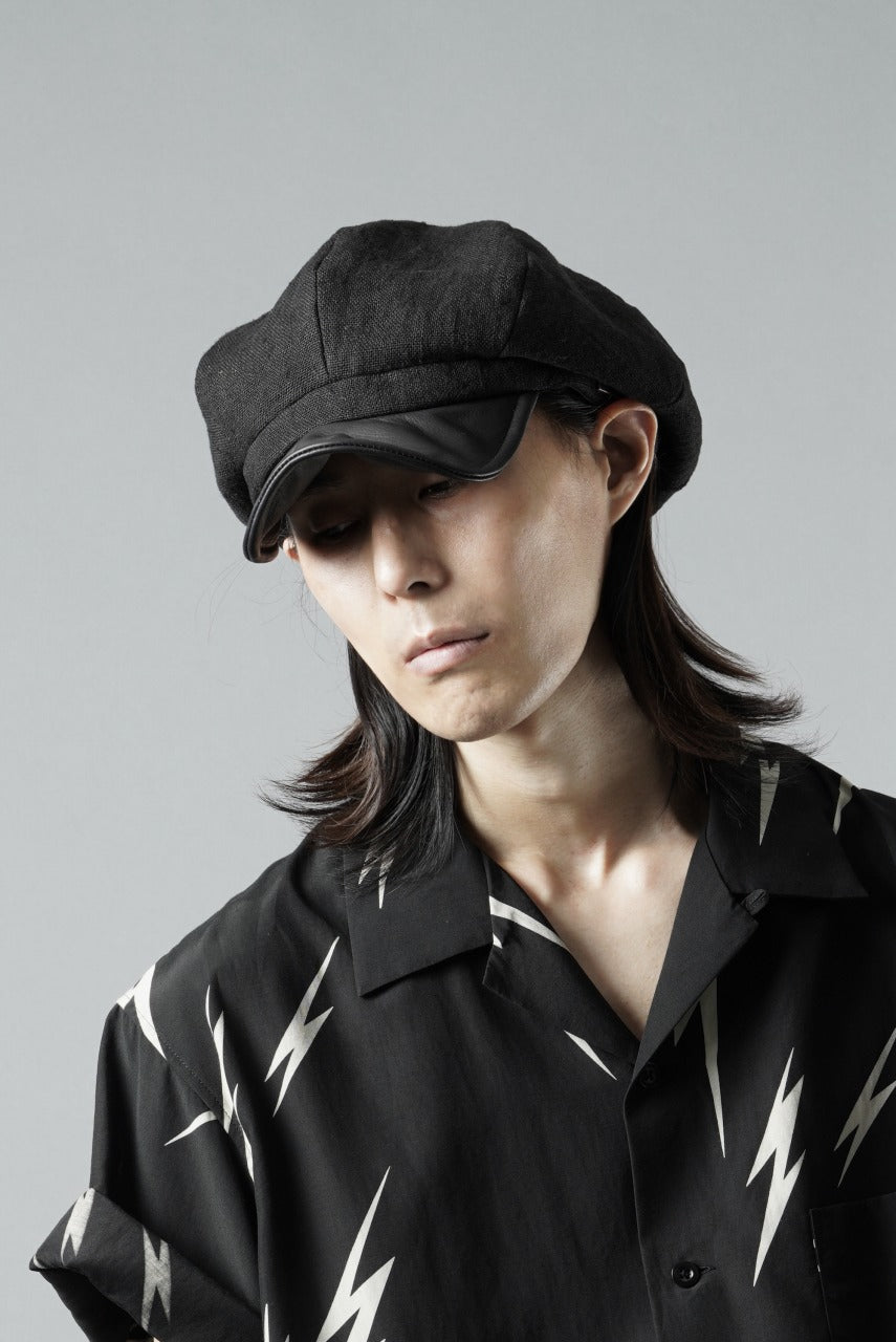 Load image into Gallery viewer, ierib exclusive Casquette / Heavy Linen Canvas + Steer Leather (BLACK EDITON)