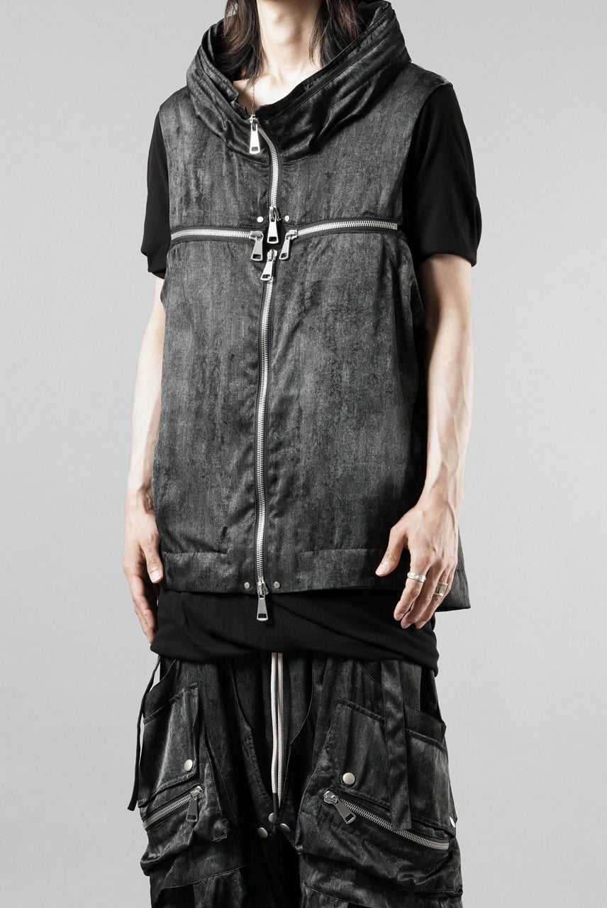 画像をギャラリービューアに読み込む, A.F ARTEFACT CROSS ZIP VEST / UNEVEN TEXTURE (BLACK)