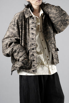 画像をギャラリービューアに読み込む, KLASICA "IRWELL" CURVED ARM BUTTON BLOUSON / BACK JACQUARD HOUND TOOTH CAMO (FOREST)