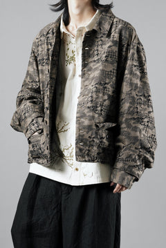 画像をギャラリービューアに読み込む, KLASICA "IRWELL" CURVED ARM BUTTON BLOUSON / BACK JACQUARD HOUND TOOTH CAMO (FOREST)