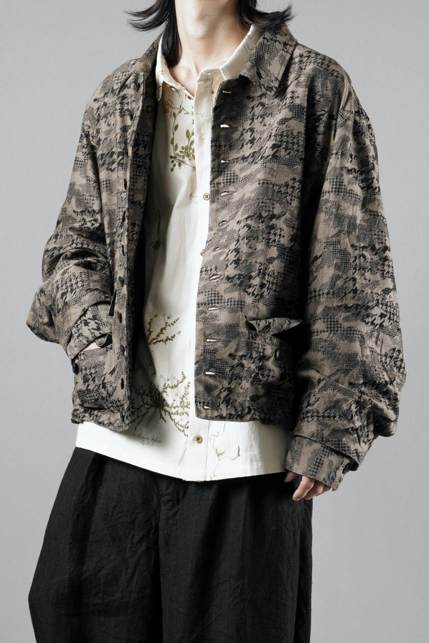 画像をギャラリービューアに読み込む, KLASICA "IRWELL" CURVED ARM BUTTON BLOUSON / BACK JACQUARD HOUND TOOTH CAMO (FOREST)