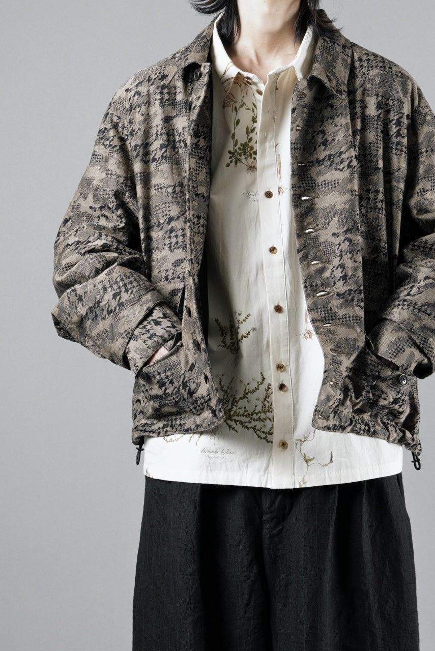 画像をギャラリービューアに読み込む, KLASICA "IRWELL" CURVED ARM BUTTON BLOUSON / BACK JACQUARD HOUND TOOTH CAMO (FOREST)
