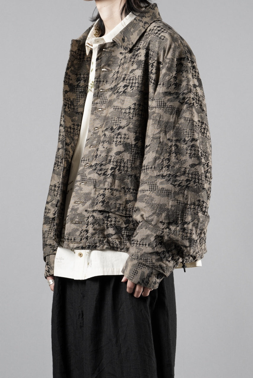 画像をギャラリービューアに読み込む, KLASICA "IRWELL" CURVED ARM BUTTON BLOUSON / BACK JACQUARD HOUND TOOTH CAMO (FOREST)