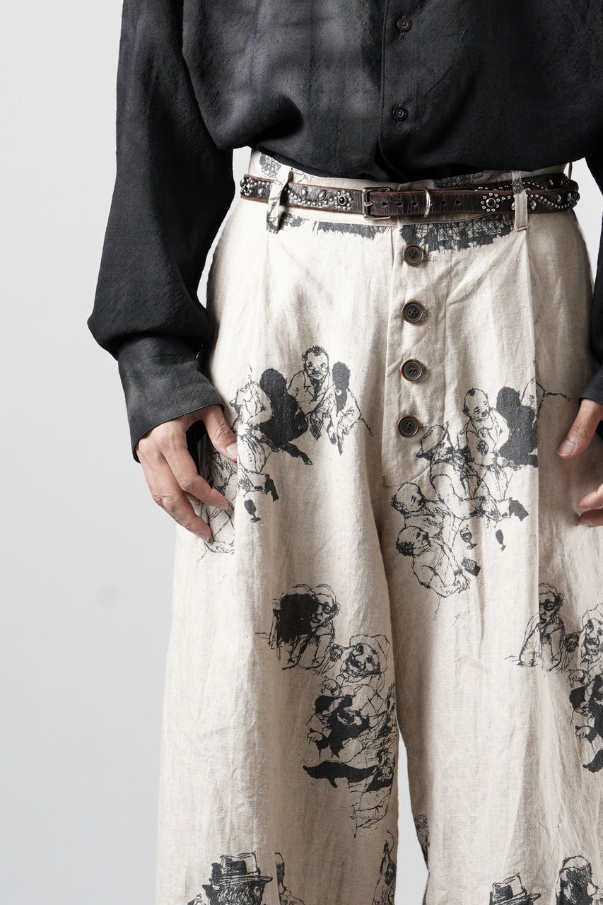 画像をギャラリービューアに読み込む, YUTA MATSUOKA straight pants / drawing by megumi terao (ecru/print)