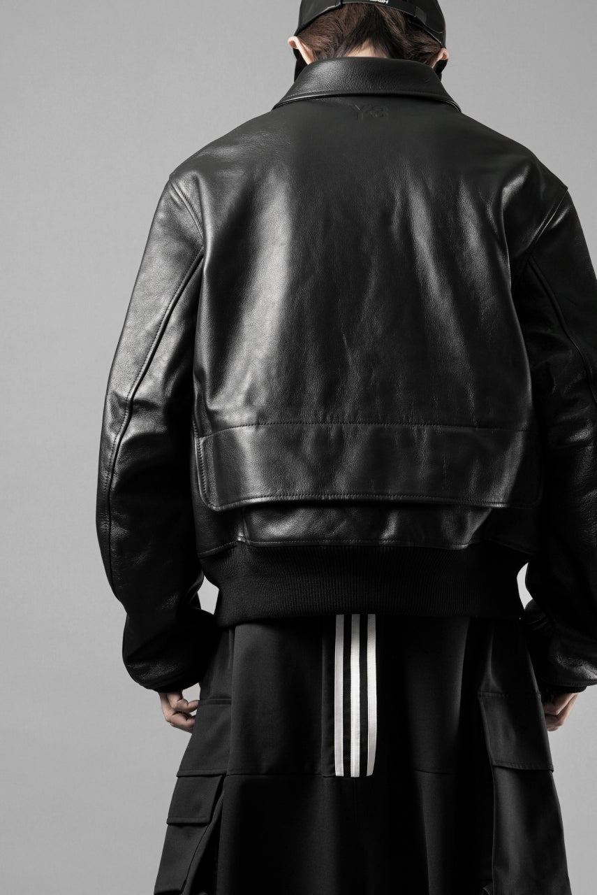 画像をギャラリービューアに読み込む, Y-3 Yohji Yamamoto LEATHER BOMBER JACKET (BLACK)
