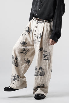 画像をギャラリービューアに読み込む, YUTA MATSUOKA straight pants / drawing by megumi terao (ecru/print)