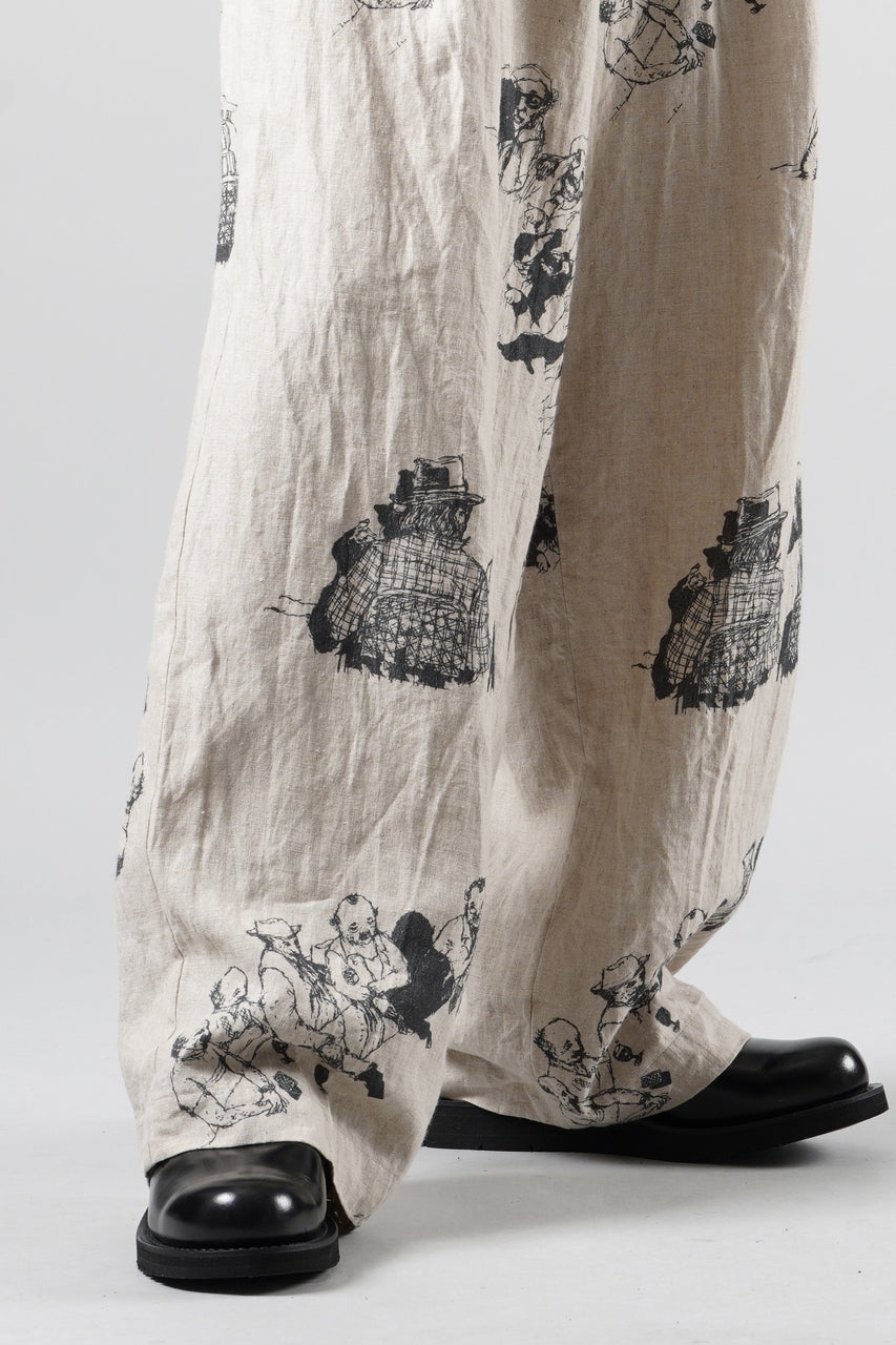画像をギャラリービューアに読み込む, YUTA MATSUOKA straight pants / drawing by megumi terao (ecru/print)