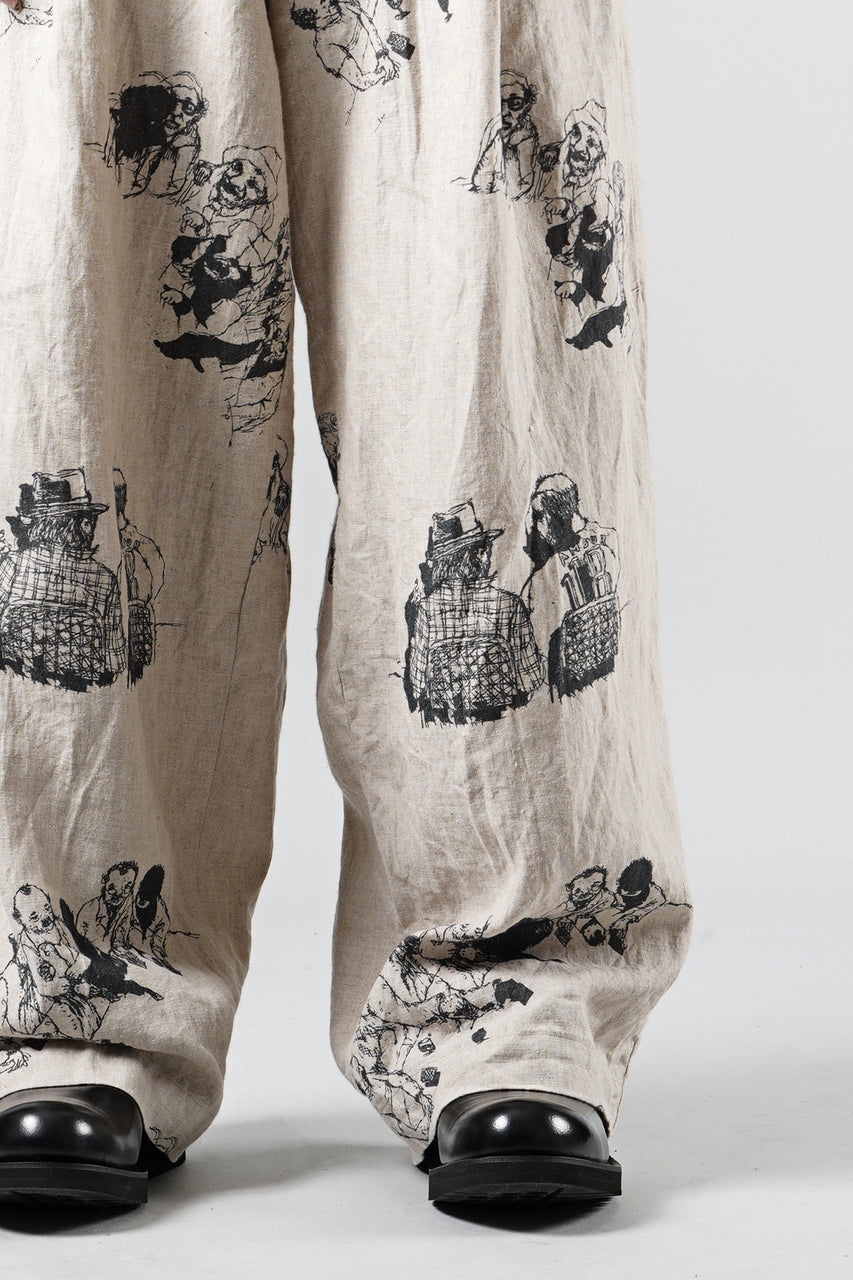 画像をギャラリービューアに読み込む, YUTA MATSUOKA straight pants / drawing by megumi terao (ecru/print)