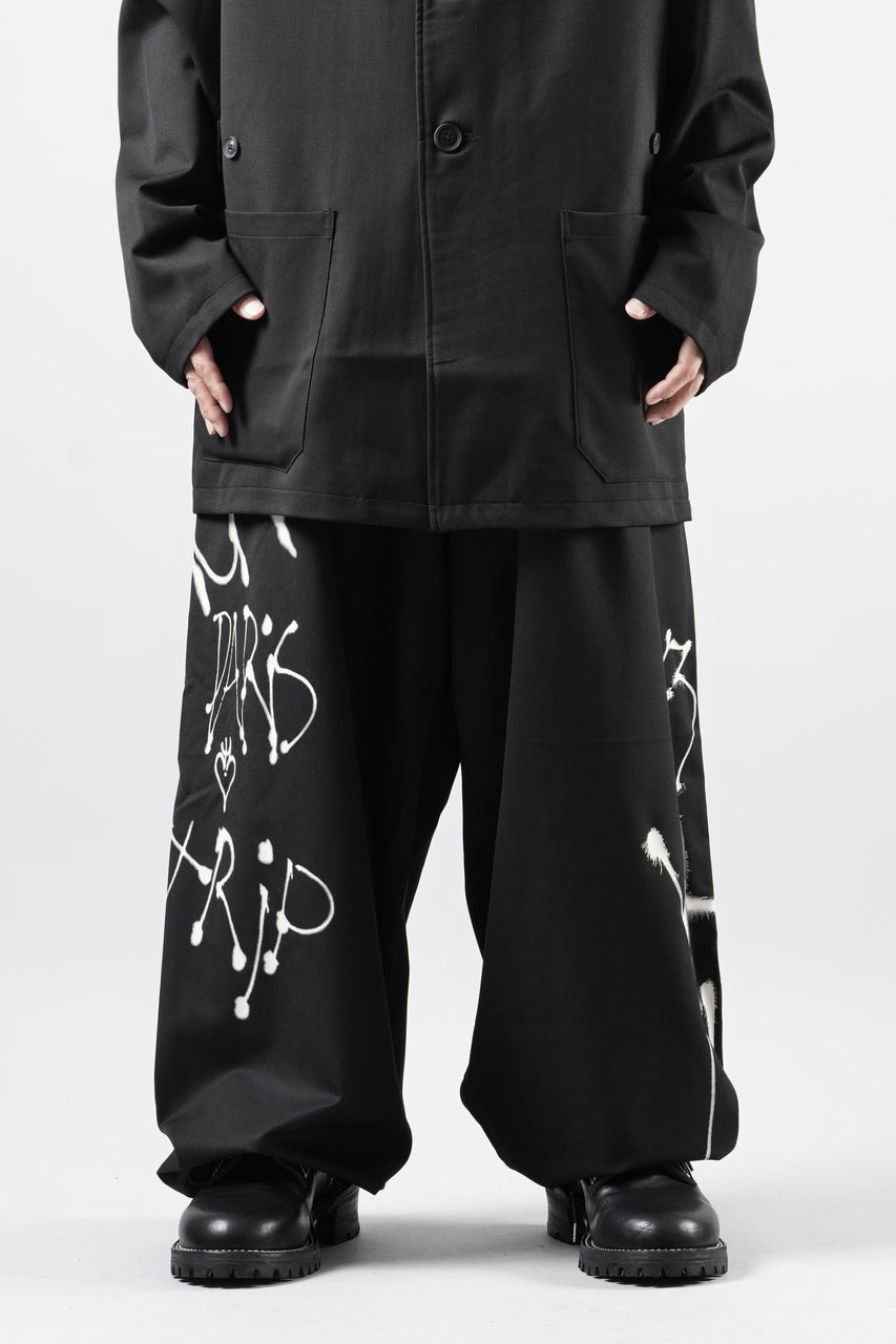 Load image into Gallery viewer, Y-3 Yohji Yamamoto CHITO GRAPHIC WIDE WOOL PANTS (BLACK)
