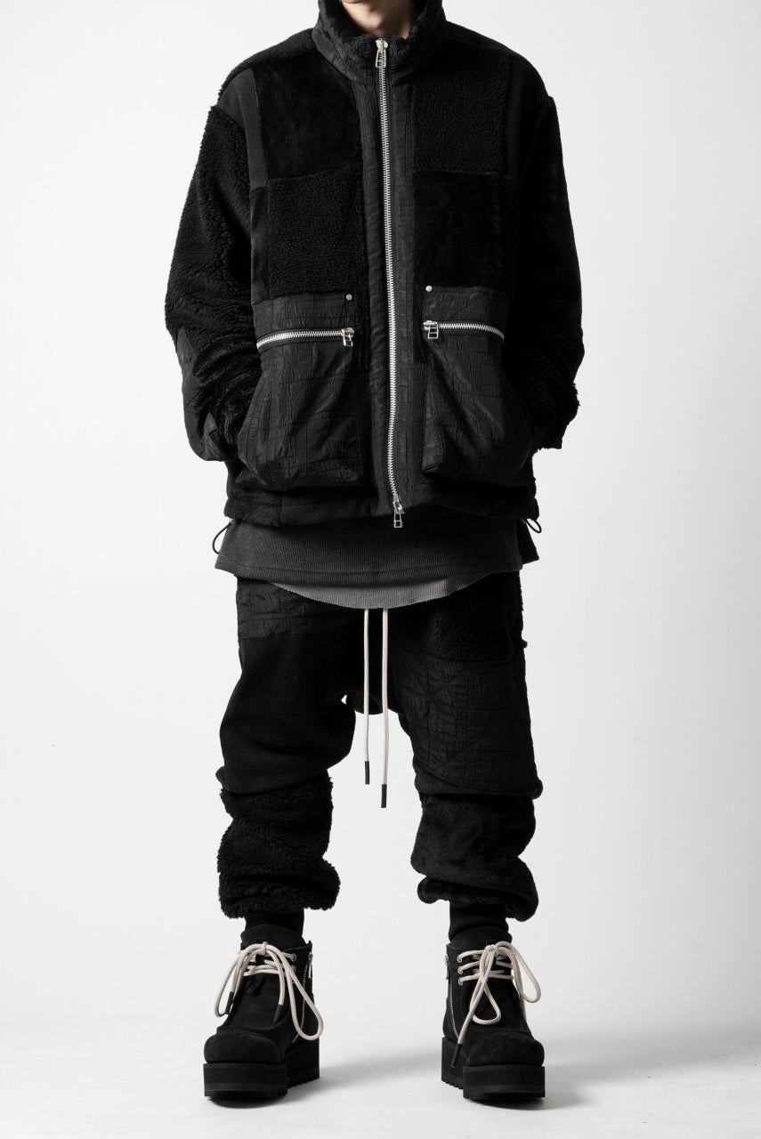 Load image into Gallery viewer, A.F ARTEFACT MULTI PANELED FLEECE TRACK JACKET (BLACK)