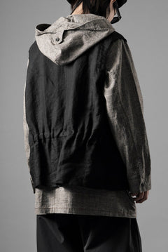 画像をギャラリービューアに読み込む, KLASICA "MALAKOFF" DECONSTRUCTED WORK WEAR VEST / CRISP FINISH AIRLY MICRO DOBBY (BLACK)