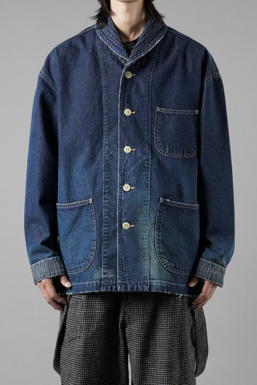 Load image into Gallery viewer, MADNESS NV. SHAWL COLLAR DENIM COVERALL (INDIGO)