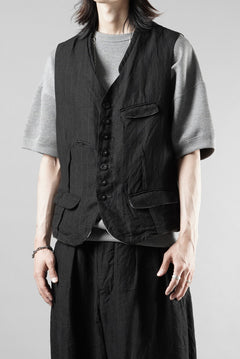 画像をギャラリービューアに読み込む, KLASICA "JEUNET" SQUARE SHAPED LOOSE VEST / OBSCURE STRIPED 3/3 MINI HBT (MID NIGHT)