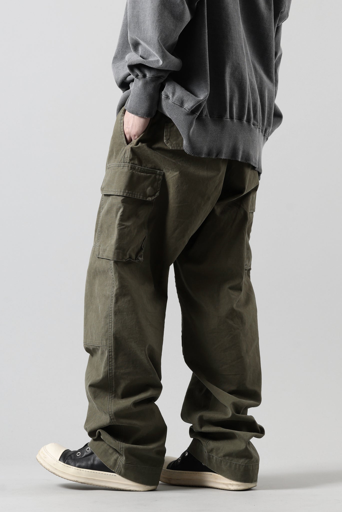 N/07 MILITARY TROUSERS M47 / BIO WASHED LIGHT-WEIGHT DUCK (OLIVE)