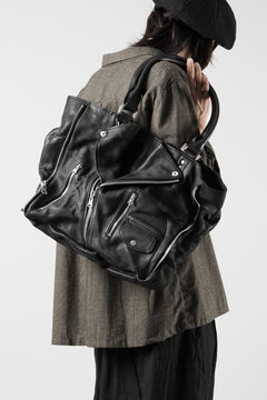 画像をギャラリービューアに読み込む, ISAMU KATAYAMA BACKLASH JAPAN CALF GARMENT-WASH RIDERS TOTE BAG (BLACK)