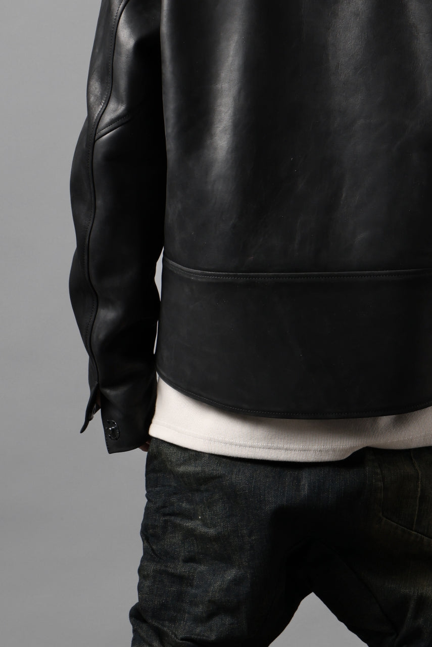 ierib EX-Collared Zip Jacket / Horse Nubuck Leather (BLACK)