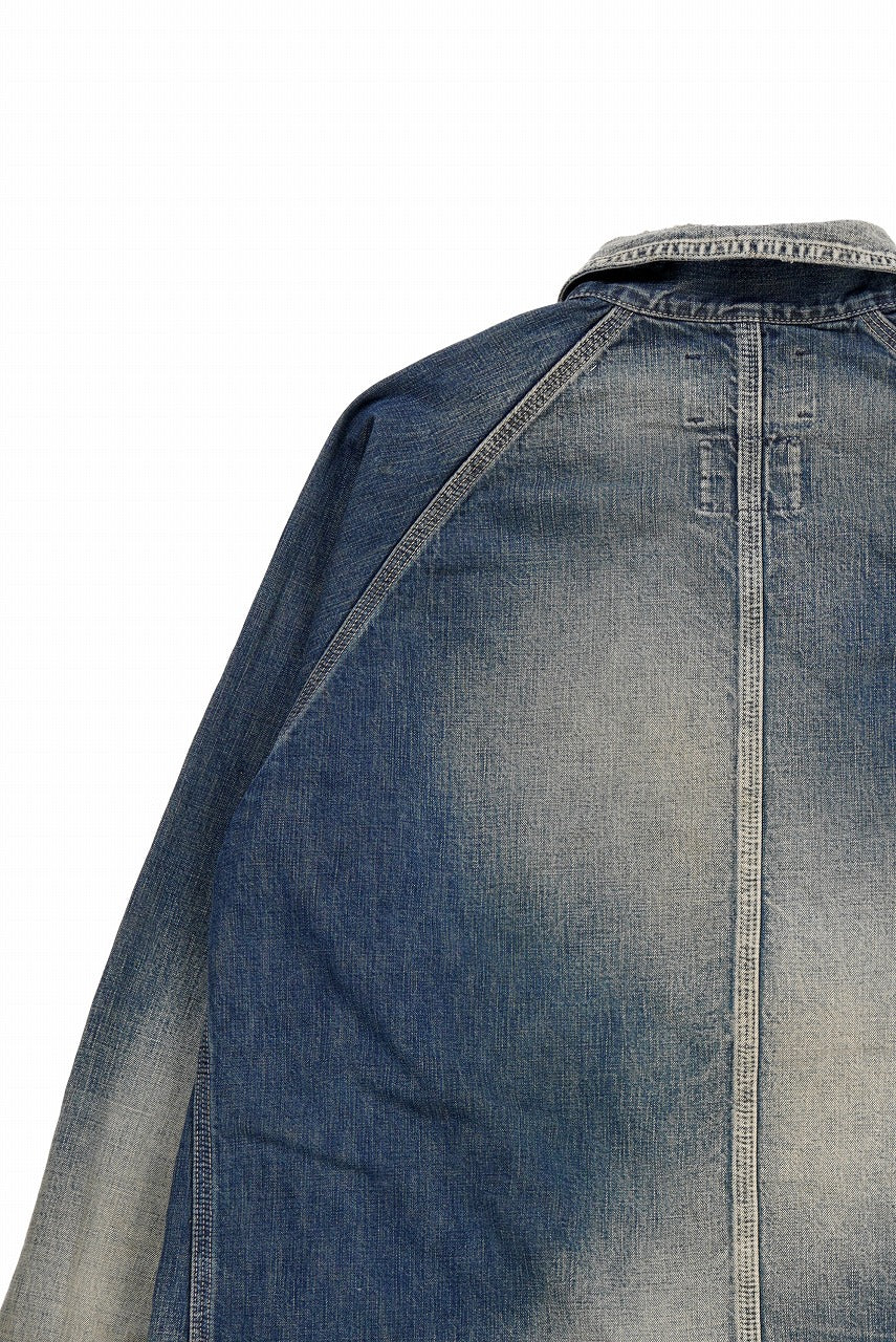 画像をギャラリービューアに読み込む, FULLCOUNT x N/07 exclusive COVER ALL JACKET / 10.5oz Zimbabwe Denim (INDIGO BLUE / EFFECTED)