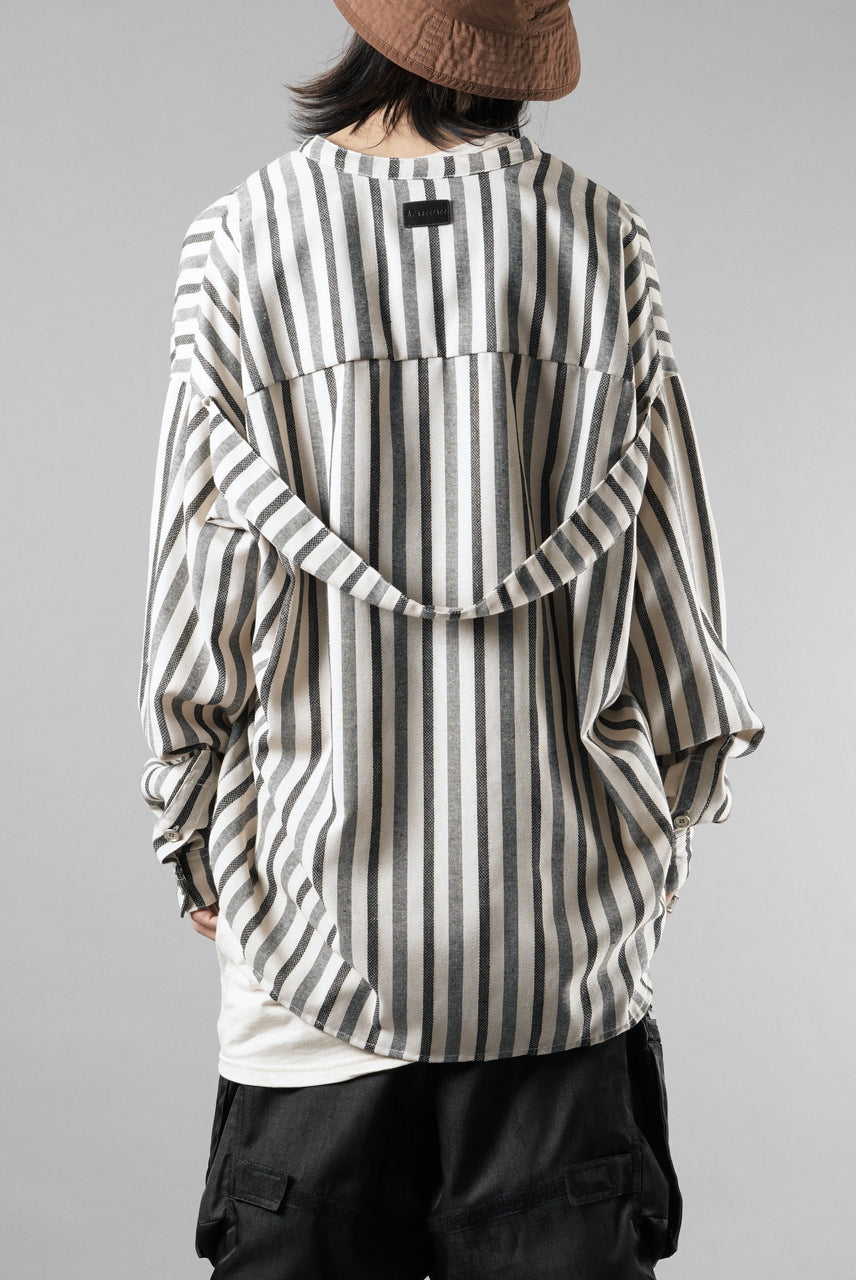 画像をギャラリービューアに読み込む, A.F ARTEFACT STAND COLLAR SHIRT / VERTICAL STRIPE (CREAM x LIGHT GREY)