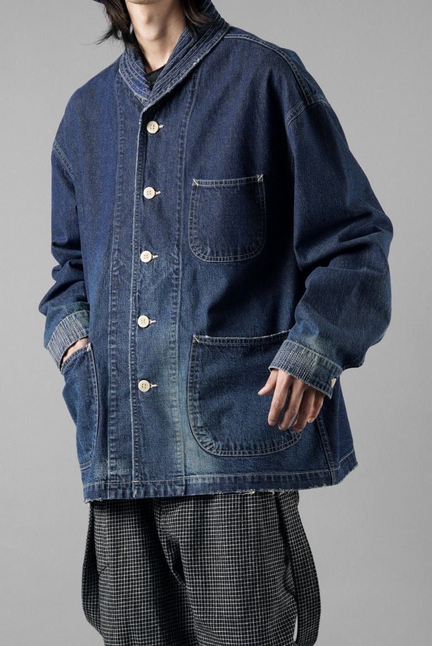 Load image into Gallery viewer, MADNESS NV. SHAWL COLLAR DENIM COVERALL (INDIGO)