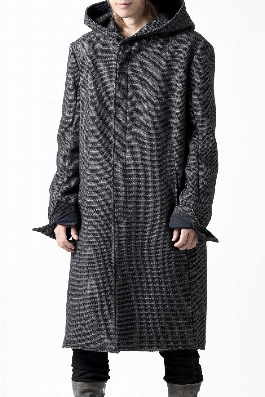 画像をギャラリービューアに読み込む, incarnation HOODED W BREAST BUTTON COAT / MICROSCOPIC CHECK WOOL (T91)