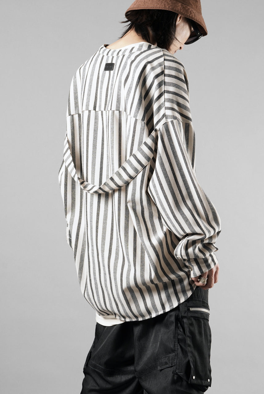 画像をギャラリービューアに読み込む, A.F ARTEFACT STAND COLLAR SHIRT / VERTICAL STRIPE (CREAM x LIGHT GREY)