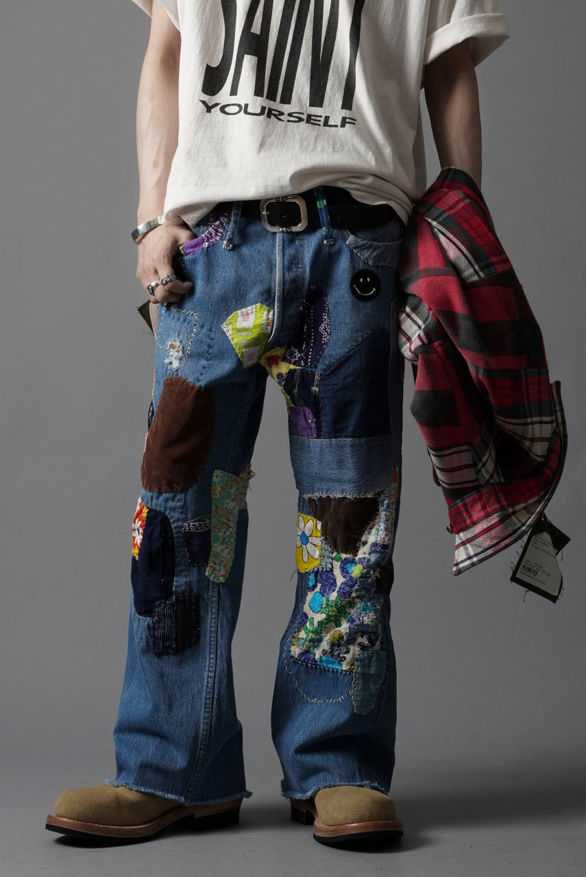 READYMADE HIPPIE DENIM PANTS / VINTAGE REMAKE + ART CRAFT (BLUE)