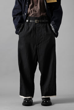 画像をギャラリービューアに読み込む, KLASICA &quot;GALWAY&quot; CUT OFF BOLD STRAIGHT TROUSERS / &quot;END ON END&quot; SUPER 120&#39;s WOOL x HEMP (MATT BLACK)