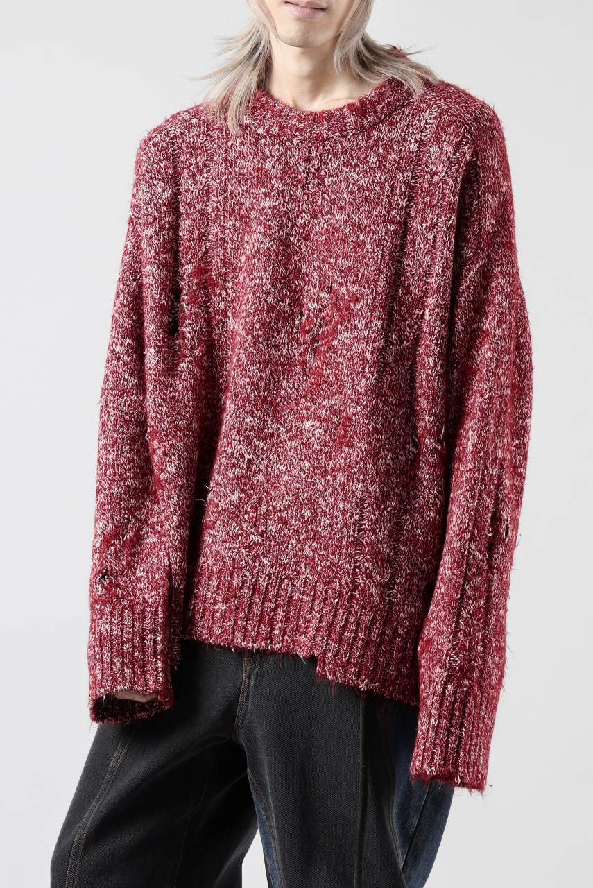 A.F ARTEFACT GRUNGE SWEATER / MELANGE WOOL (RED MIX)