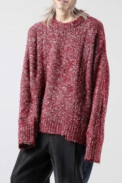 Load image into Gallery viewer, A.F ARTEFACT DAMAGED KNIT TOPS / MELANGE WOOL (RED MIX)