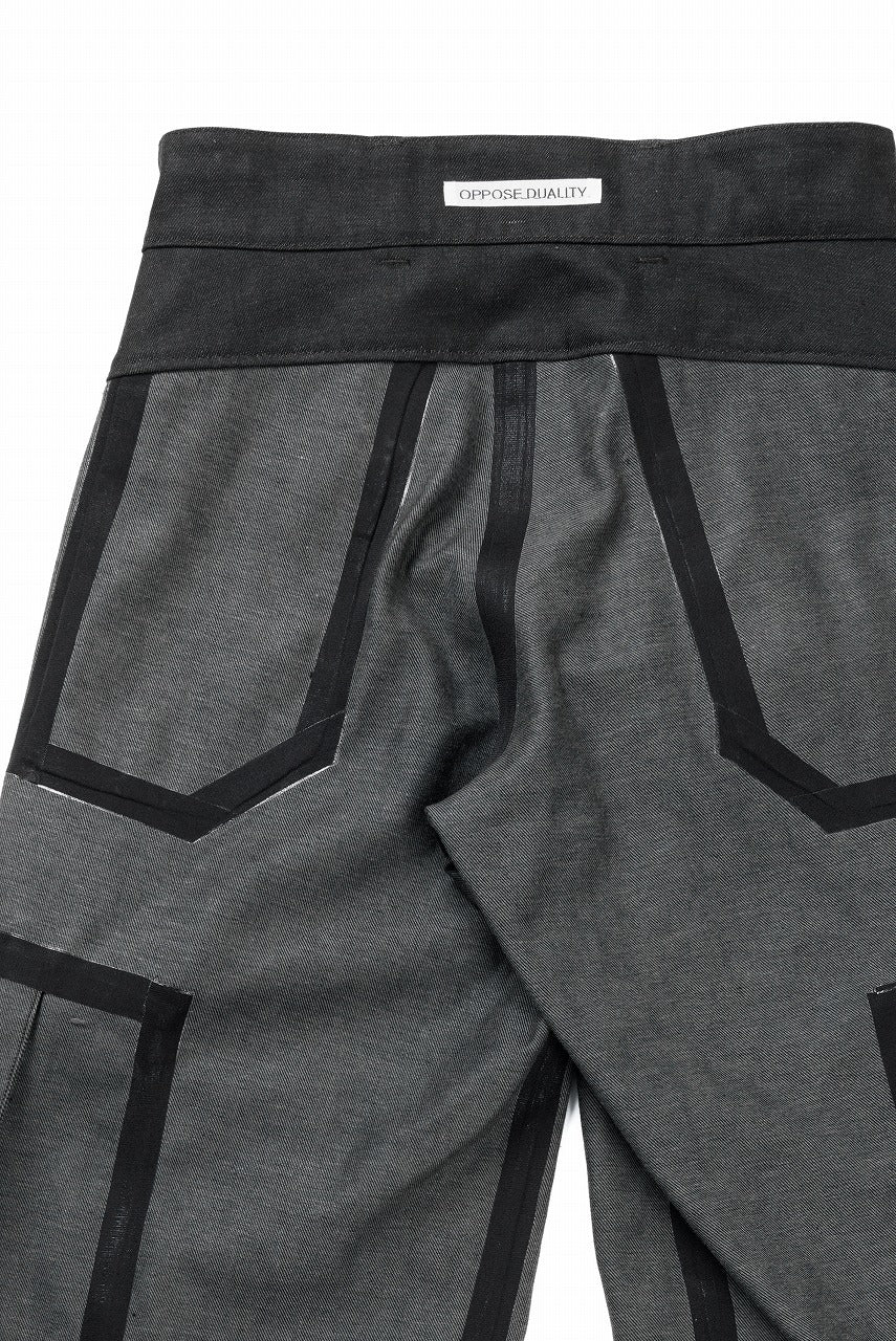 OPPOSE DUALITY 8POCKET PANEL WIDE DENIM TROUSERS (BLACK GREY)