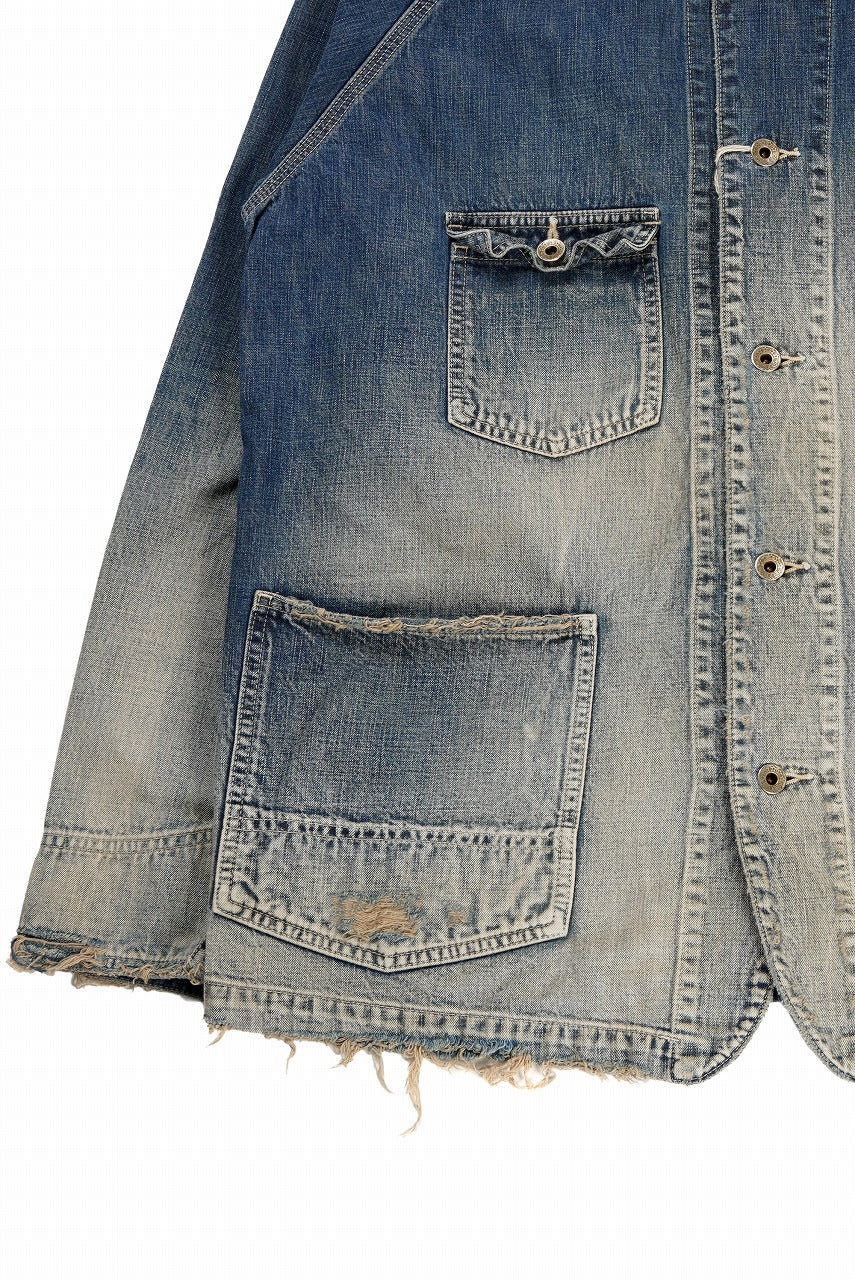 画像をギャラリービューアに読み込む, FULLCOUNT x N/07 exclusive COVER ALL JACKET / 10.5oz Zimbabwe Denim (INDIGO BLUE / EFFECTED)