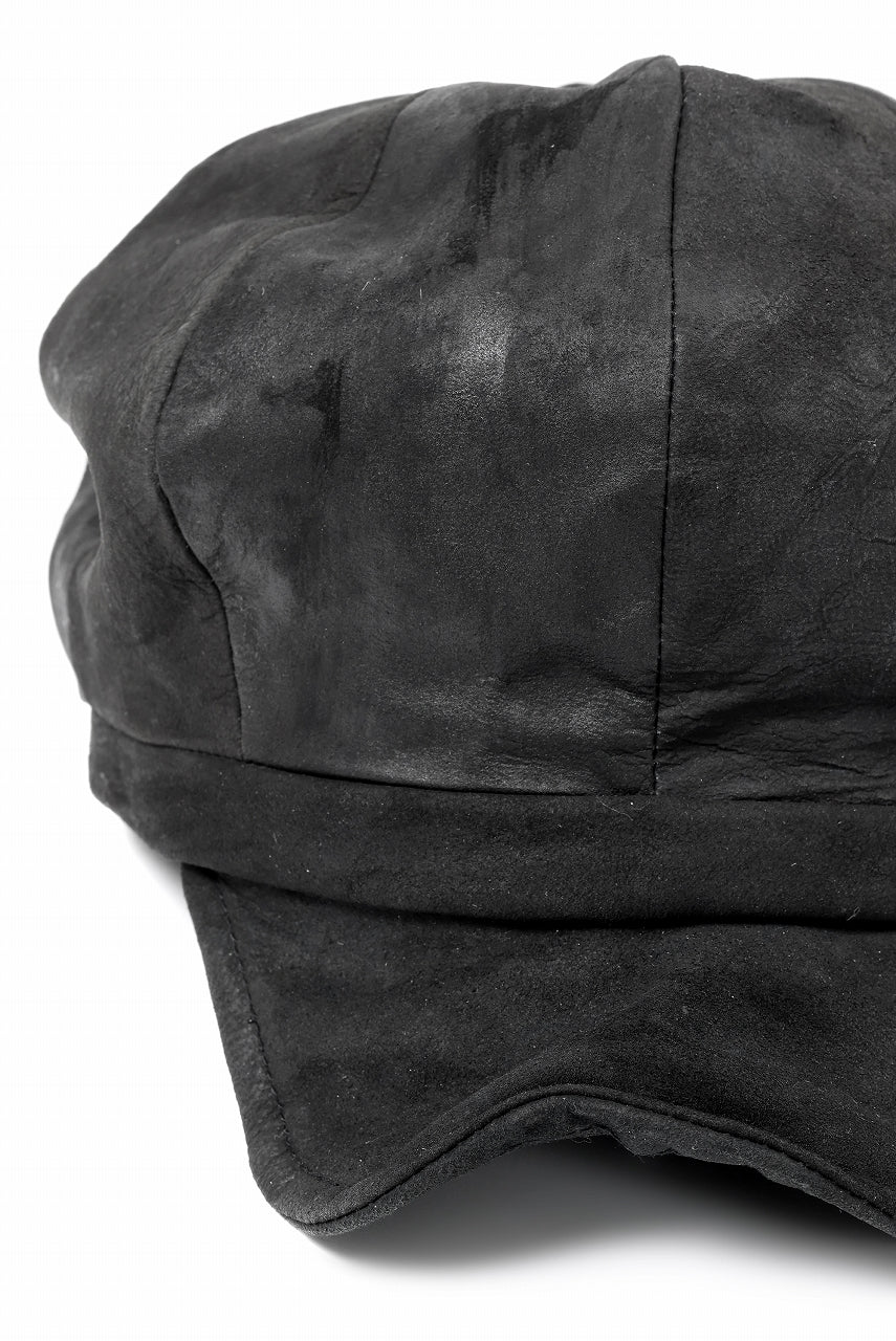 ierib Leather Casquette / Lamb Suede (BLACK)