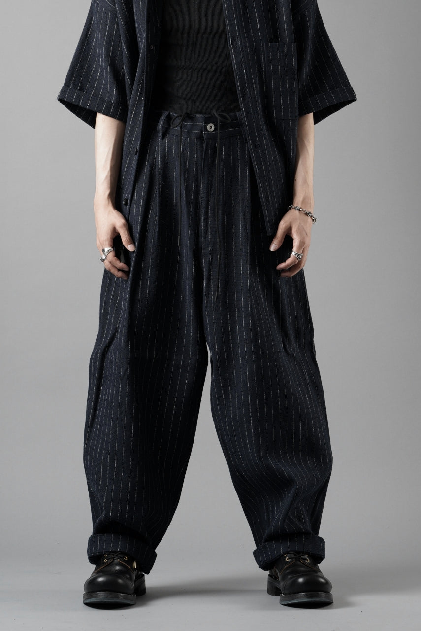 N/07 3 STITCHES WIDE TAPERED TROUSERS / HEAVY C/LI BUTCHER STRIPES (BLACK NAVY)