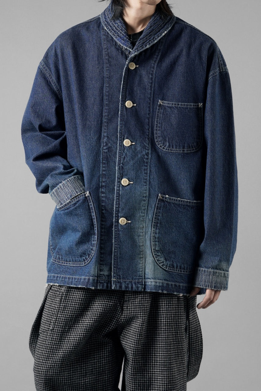 Load image into Gallery viewer, MADNESS NV. SHAWL COLLAR DENIM COVERALL (INDIGO)